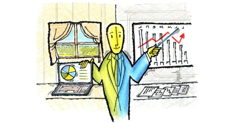 Illustration of someone giving a lecture on student loan repayment strategies for high earners.