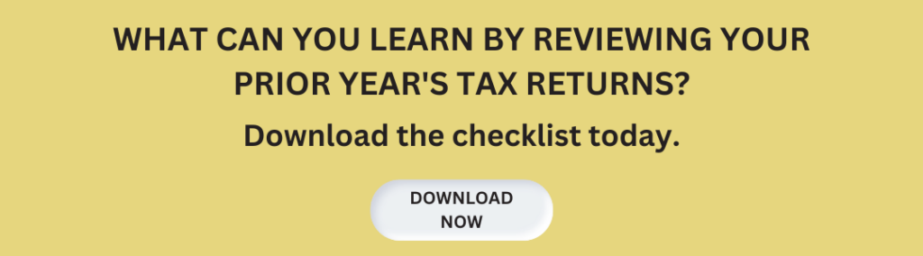 Image inviting people to download a checklist of things you can look for in your prior year's tax return.